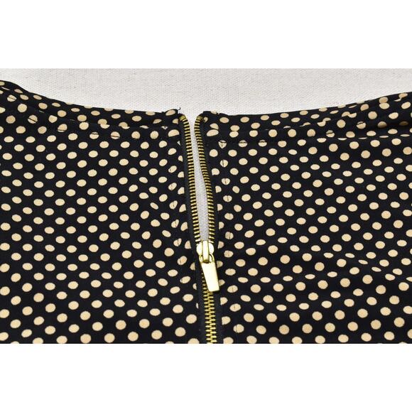 Chico's Polka Dot Top Women's Black & Tan Size 1 Quarter Zip Long Sleeve - Picture 7 of 8